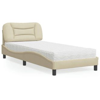 vidaXL Cama Con Colch&oacute;n Tela Color Crema 90x190 Cm Vidaxl