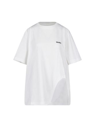 The Attico White Short-Sleeve T-Shirt with Curved Cutout Detail