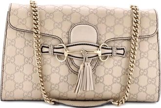Gucci Emily Chain Flap Guccissima leren medium schoudertas - Beige