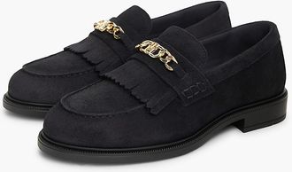 Tommy Hilfiger Womens Chain-Link Fringe Suede Loafer - Space Blue - US 6.5 / EU 37