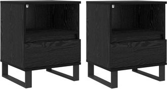 vidaXL Bed Cabinet Black Oak 40 x 35 x 50 cm Engineered Wood vidaXL