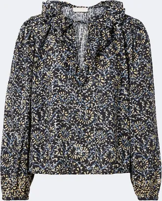 Ulla Johnson Siena printed ruffled cotton-blend top