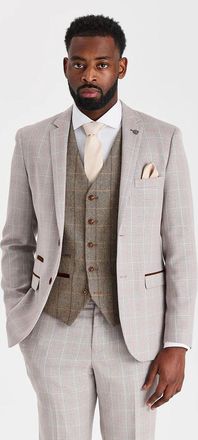 PAUL ANDREW 3 Piece Suit Light Check Blazer Trousers with Tweed Waistcoat