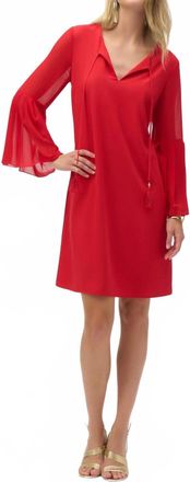 Joseph Ribkoff Eggshell And Chiffon Straight Dress In Radiant Red