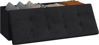 Woltu Puff Ba&uacute;l Plegable Rect&aacute;ngulo Taburete Para Almacenamiento Otomani&ntilde;os Caja De Almacenaje Con Tapa Reposapi&eacute;s Sof&aacute; 110x37 5x38cm Terciopelo Material De