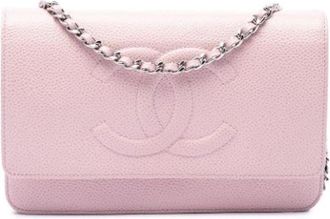 Chanel Pre-owned Wallet on Chain - Dames - Vintage Schoudertas - Roze - ONE Size - Leer - Vintage