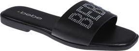 Bebe Rhinestone Logo Slide Sandal in Black at Nordstrom Rack, Size 11