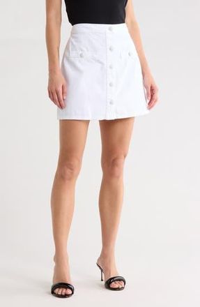 L'agence Kris Button Front Cotton A-Line Miniskirt in White at Nordstrom Rack, Size 28