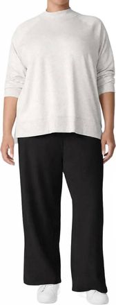 Eileen Fisher Cozy Brushed Terry Hug Side-Slit Pants - Plus In Black