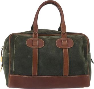 Loewe Pre-owned Handbags, female, Green, Size: ONE SIZE Pre-owned Vintage Suede and Leather Boston Bag