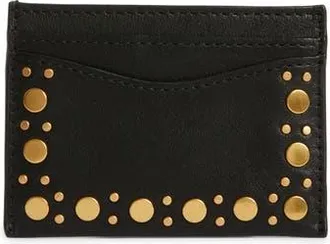 Rebecca Minkoff Noemie Stud Leather Card Case in Black at Nordstrom Rack