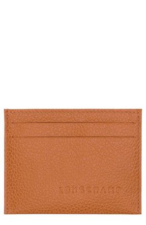 Longchamp Le Foulonn&eacute; Leather Card Case in Amber at Nordstrom