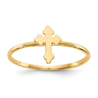 Diamond2Deal 14k Yellow Gold Polished Cross Ring