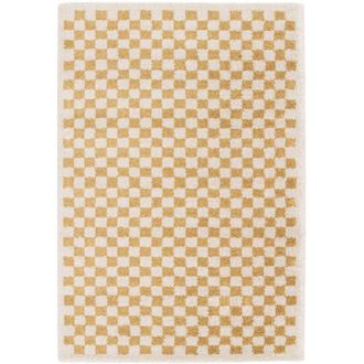 Sweeek Mustard yellow and cream interior checkerboard rug, Taylor, 230x160x3 cm