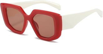 Generic Large Frame Vacation Men Sunglasses Outdoor Commuter Women Decorative Sun Glasses(Red)