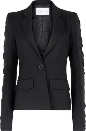 Nina Ricci Tailored Black Jacket With Structured Lapels And Ruched Detailing