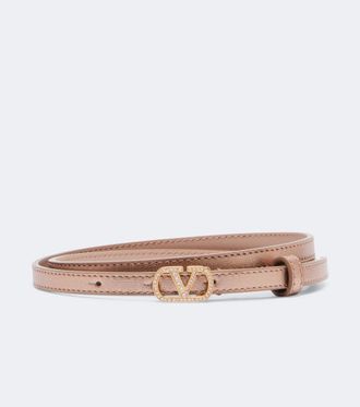 Valentino Garavani Cintura VLogo in pelle metallizzata
