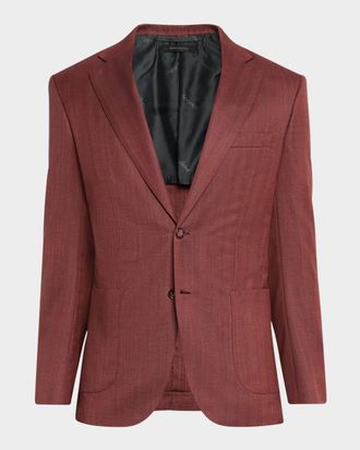 Brioni Men & apos;s Herringbone Single-Breasted Blazer