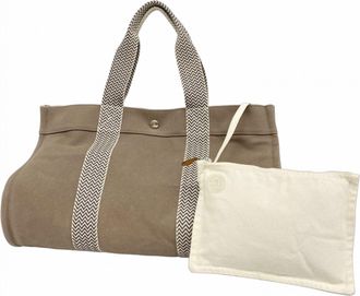 Herm&egrave;s Brown Canvas Tote Bag (Pre-Owned)