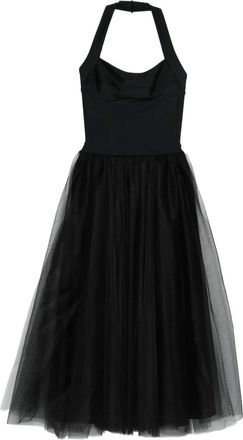 Atu Body Couture Midi-jurk met halternek en tulen rok - Zwart