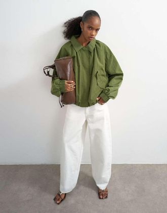 Topshop Anorak in nylon kaki-Verde