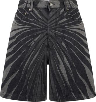 Roberto Cavalli Ray Of Gold Print Bermuda Shorts - Heren - Denim shorts - Zwart - W33 - Katoen - Korte Broeken