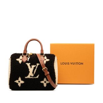 Louis Vuitton Brown Monogram Giant Shearling Teddy Speedy Bandouliere 25