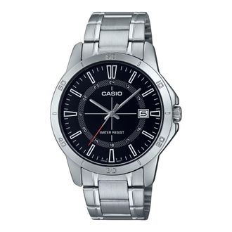 Casio Mens Black Dial Stainless Steel Bracelet Watch - Casio MTP-V004D-1CUDF