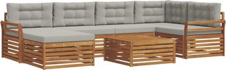vidaXL Conjunto De Sof&aacute;s De Exterior 7 Uds. Gris Natural Y Claro Vidaxl