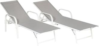 Happy Garden Happy Garden - Set di 2 lettini sardinia in textilene grigio - struttura bianca