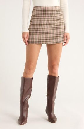 French Connection Check Plaid Patch Pocket Miniskirt in Pink/Camel at Nordstrom Rack, Size X-Small