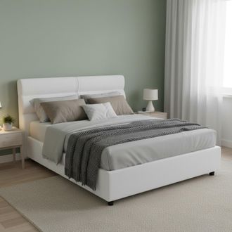 Dmora Cama De Plaza Y Media Brinzio, Colch&oacute;n Incluido, Desenfundable Hecho En Italia, Con Contenedor, Blanco