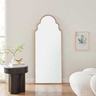 Furniturebox Hima Metal Framed Moroccan Arch Glam Wall Mirror in Gold