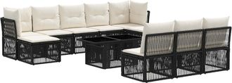vidaXL Conjunto De Sof&aacute;s De Jard&iacute;n 11 Uds. Negro Rat&aacute;n Sint&eacute;tico Vidaxl