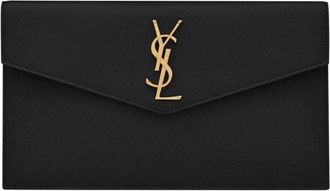 Saint Laurent Uptown Pouch - Dames - Clutches - Zwart - ONE Size - Leer - Tassen