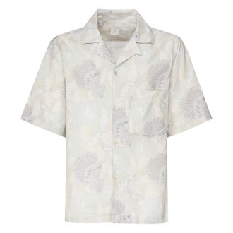 Eleventy Linen Cotton Short Sleeve Shirt with Button Closure