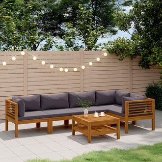 vidaXL Muebles De Jard&iacute;n 6 Pzas Cojines Madera Maciza De Acacia Vidaxl