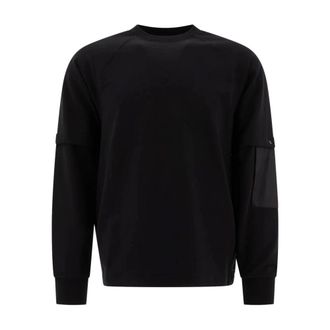 C.P. Company Sweatshirts, male, Black, Size: XL Black Stretch Crewneck Sweatshirt
