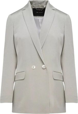 Kiton Zijden Double-Breasted Jas - Dames - Blazers - Grijs - S - Satijn - Jassen