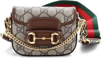 Gucci Horsebit 1955 Flap Wallet with Strap GG Coated Canvas crossbody bag - Marrone