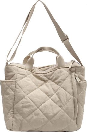 Generic Shoulder Bag Large Capacity Quilted Messenger Bag Rhombic Lattice Solid Color Casual Fashion Soft for Street Shopping (White)