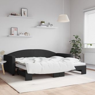 vidaXL Sof&aacute; Cama Nido Tela Negro 90x200 Cm Vidaxl
