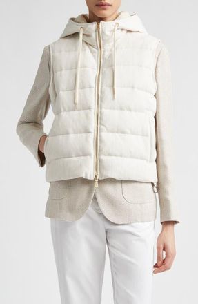 Eleventy Hooded Down Puffer Vest in 00 Ivory at Nordstrom, Size X-Small