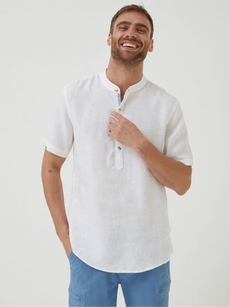 Fat Face FatFace White Pop Over Linen Shirt