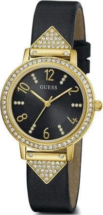 Guess Elegante Dames Quartz Horloge Goud Leer - Dames - Horloges - Geel - ONE Size - Leer - Accessoires