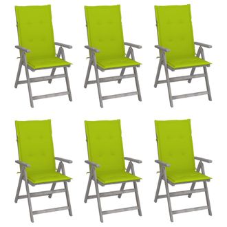 vidaXL Sedie Da Giardino Reclinabili 6 Pz Con Cuscini Massello Acacia Vidaxl