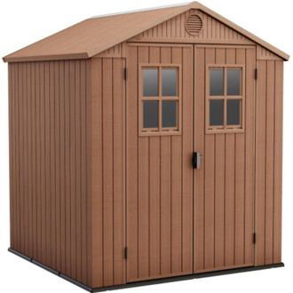 Keter Casetta Keter darwin due porte in resina effetto legno con pavimento 190x183x221 cm portata massima tetto 75 kg/m2