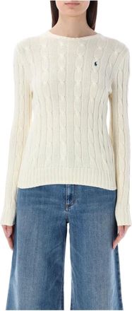Ralph Lauren Julianna Kabeltrui - Dames - Ronde hals truien - Beige - M - Katoen - Truien & Vesten