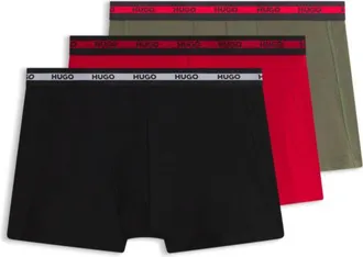 HUGO BOSS Three-pack of stretch-cotton trunks with logo waistbands