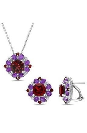 Delmar Amethyst & Garnet Necklace & Lever-Back Earrings Set in Multi-Color at Nordstrom Rack